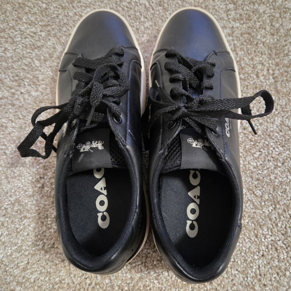 Coach Mens High Line Leather Sneakers in Black Size 7.5 - Picture 6 of 8